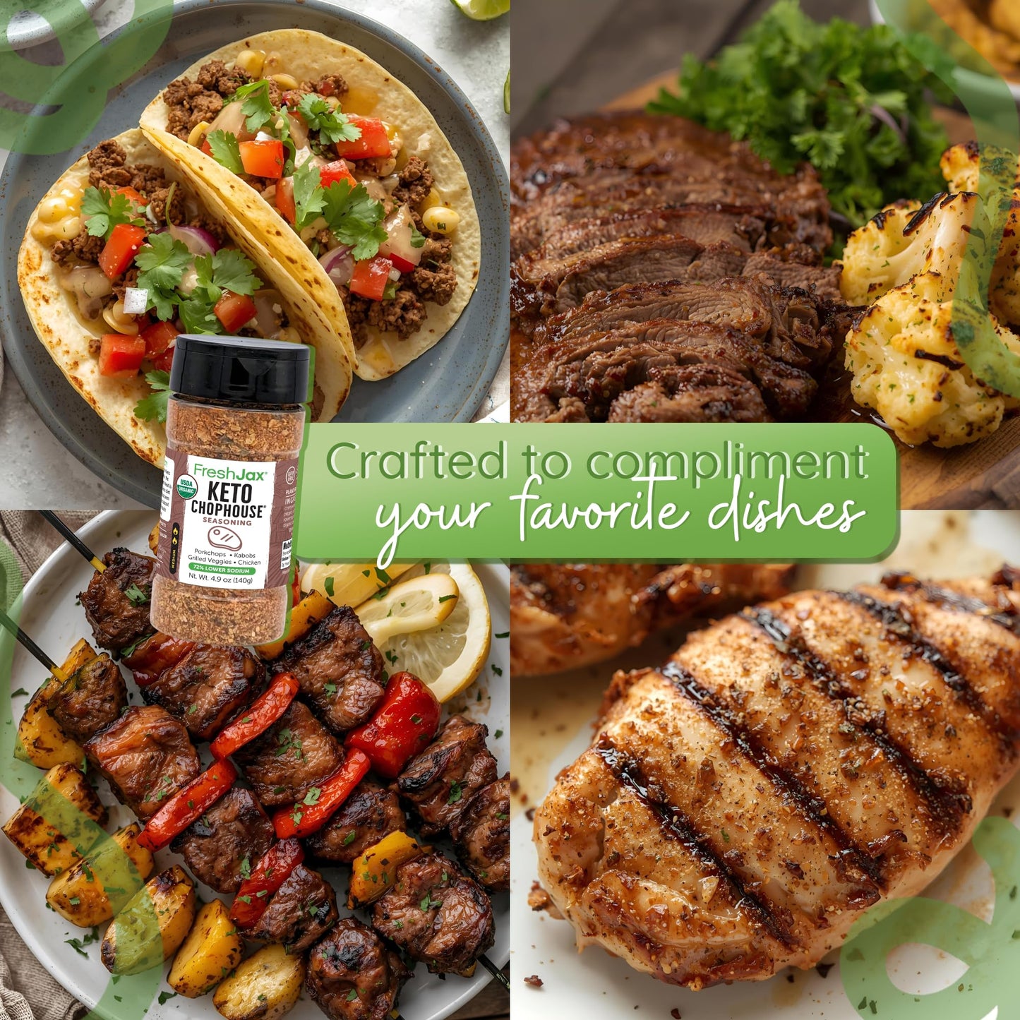 FreshJax Organic Keto Chophouse Steak Seasoning - 4.9 oz | Montreal-Style Organic Steak Rub for Grilling, Ribeye, Brisket & Burgers | Keto, Paleo
