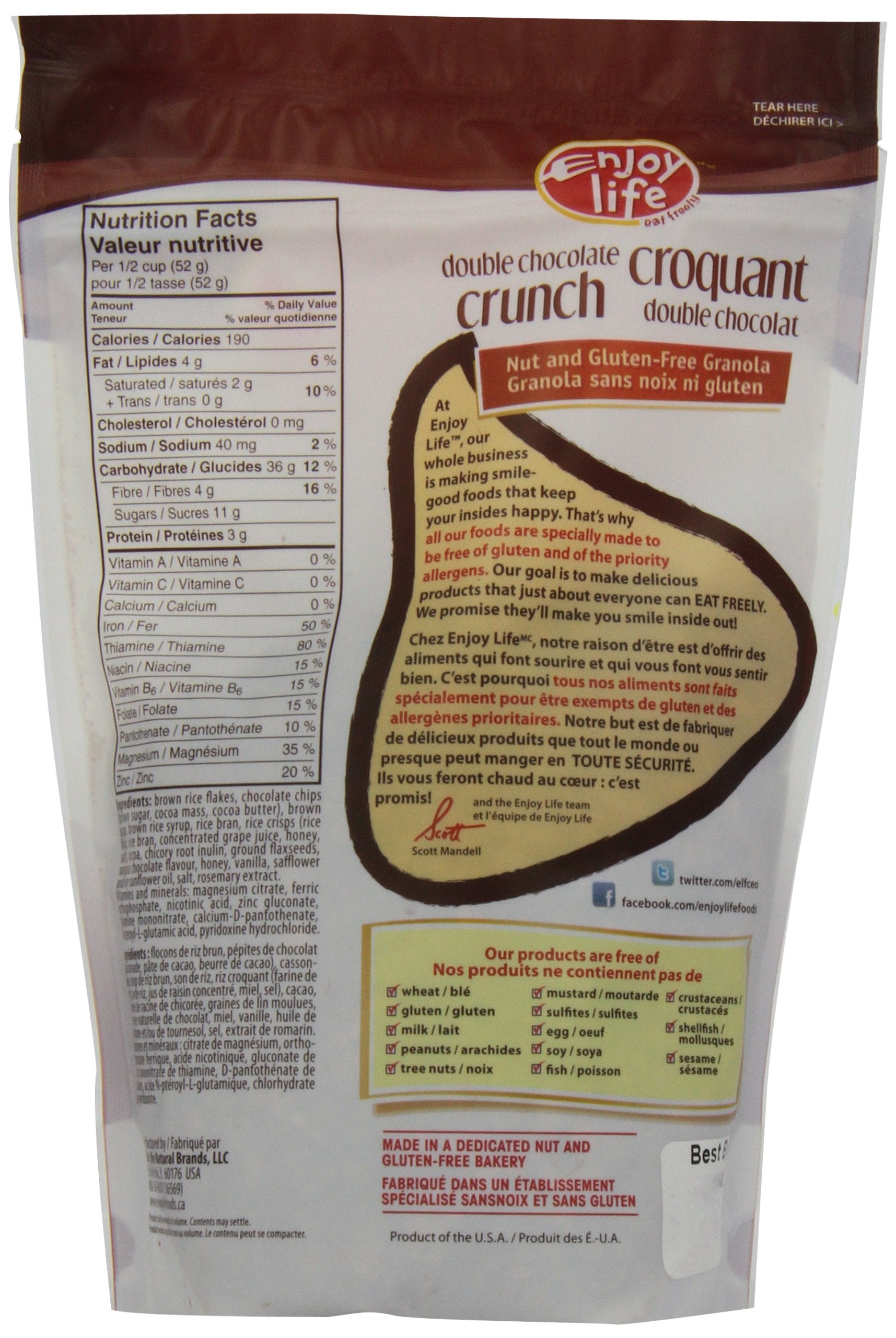 Enjoy Life Double Chocolate Crunch Granola, Gluten, Dairy, Nut & Soy Free, 12-Ounce (Pack of 3)