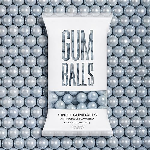 Candy Envy - Shimmer Silver Gumballs - 1 Inch - Approximately 113 Gumballs Per 2lb Bag - Bulk Silver Candy - North American Made & Kosher Certified
