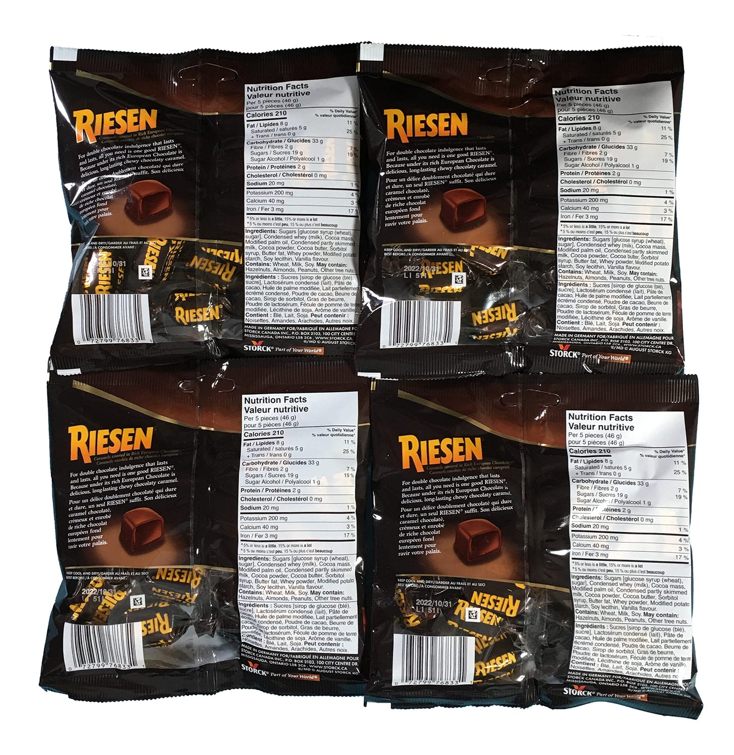 Riesen Chewy Caramels Candy, 135g/4.8 oz., Bag {Imported from Canada}