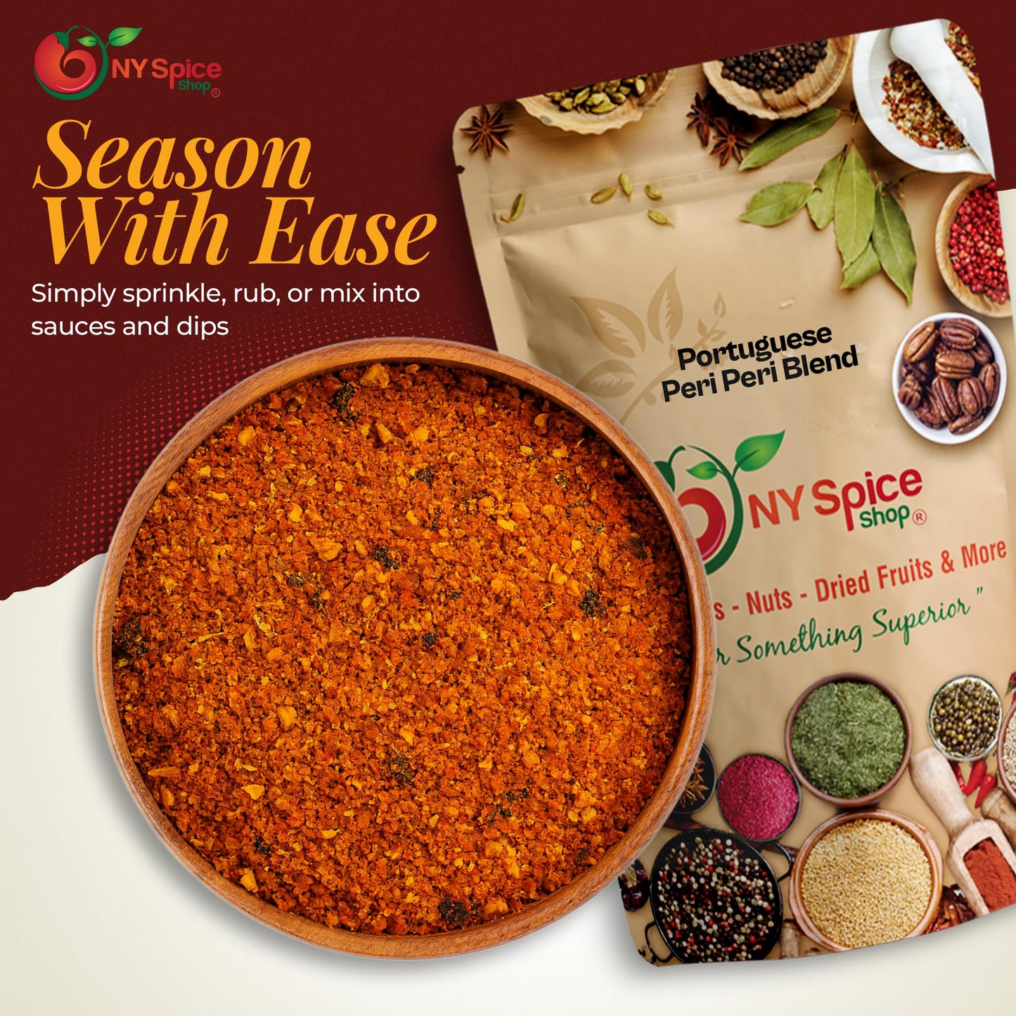 NY Spice Shop Portuguese Peri Peri Seasoning Mix - 8 Ounce Piri Piri Masala Multi Purpose Spice Rub for Grilled Chicken, Beef and Seafood