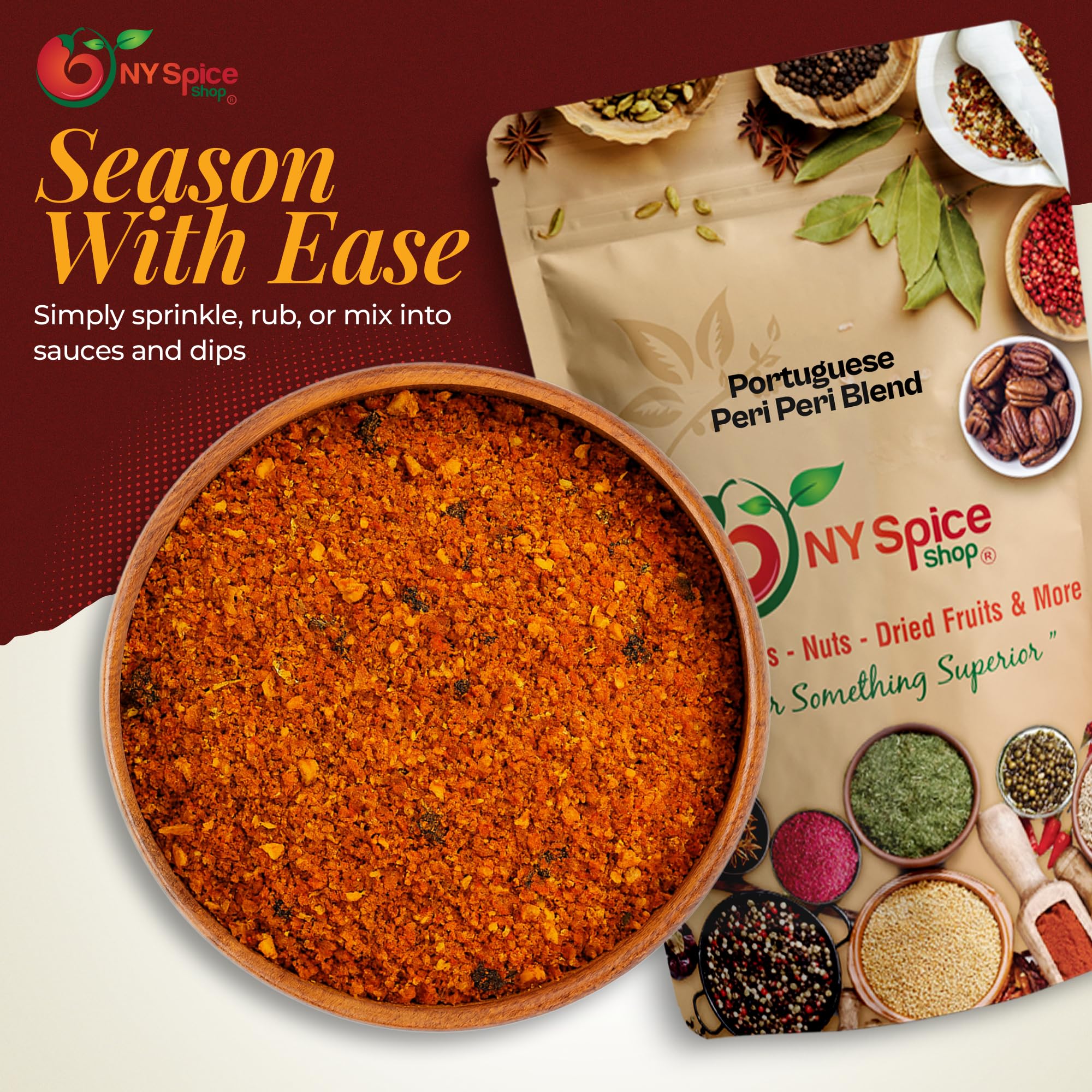 NY Spice Shop Portuguese Peri Peri Seasoning Mix - 8 Ounce Piri Piri Masala Multi Purpose Spice Rub for Grilled Chicken, Beef and Seafood