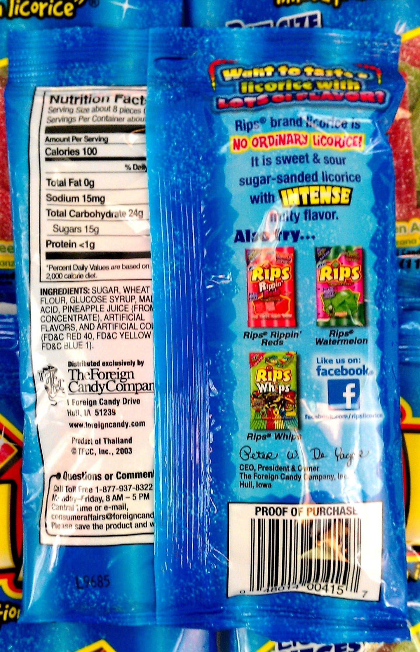 Rips Strawberry & Green Apple Bite-Size Licorice Pieces, 4 oz Bags in a Gift Box (Pack of 6)
