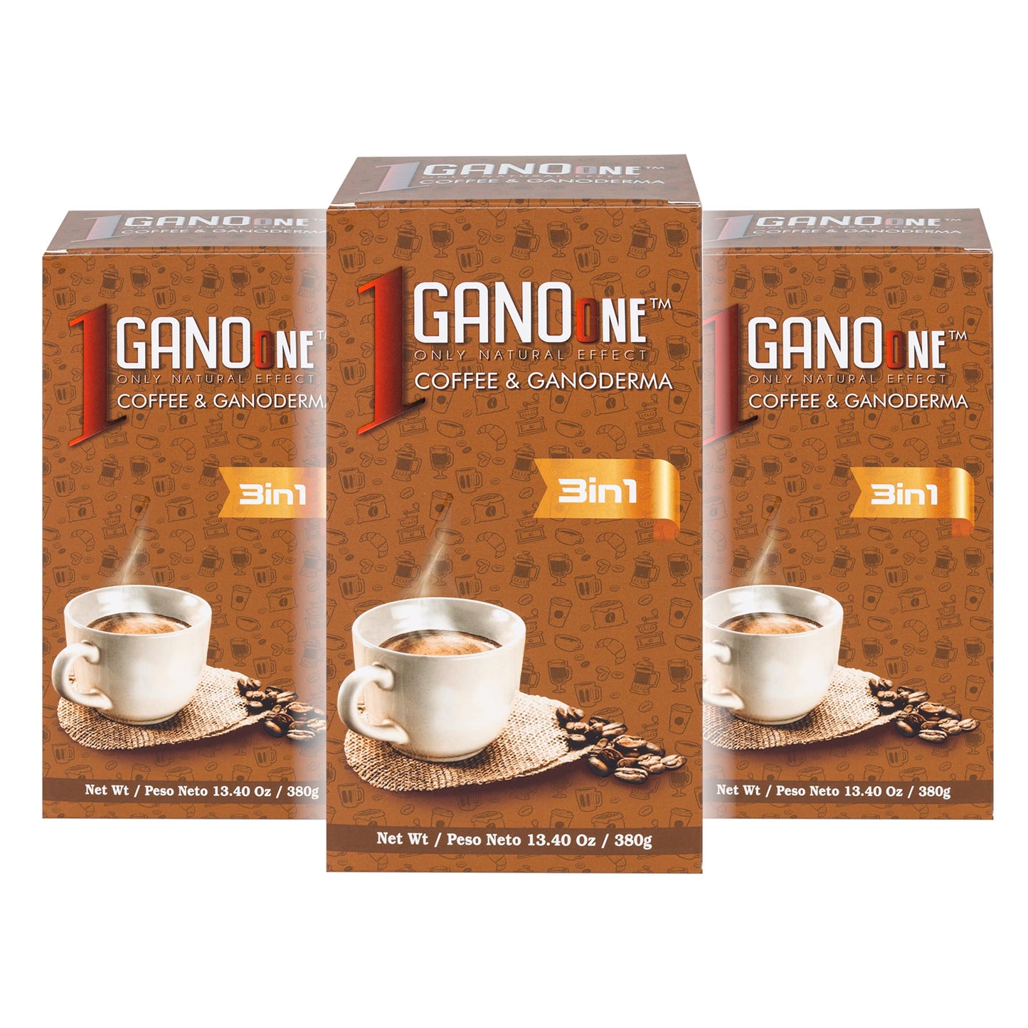 GanoOne 3 in 1 Reishi Mushroom Instant Coffee with Organic Ganoderma, Creamer & Sugar - 20 Boxes (400 Single-Serve Sachets)