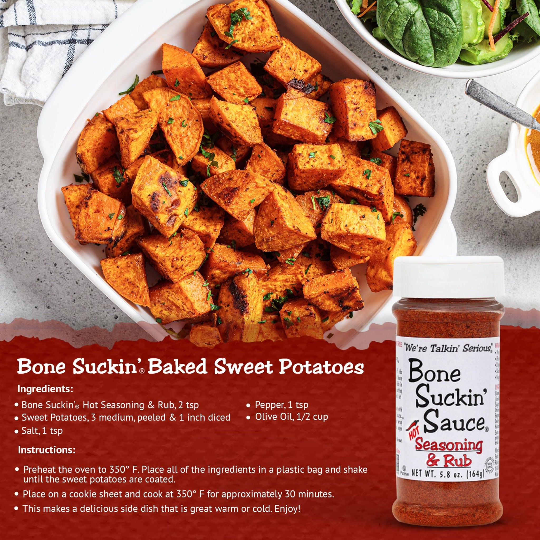 Bone Suckin' Hot Seasoning & Rub, 5.8 Oz - Grilling Rubs, Dry Pork Rub, Gluten-Free, Non-GMO, Kosher, Great on Ribs, Pork, Beef, Chicken, Seafood