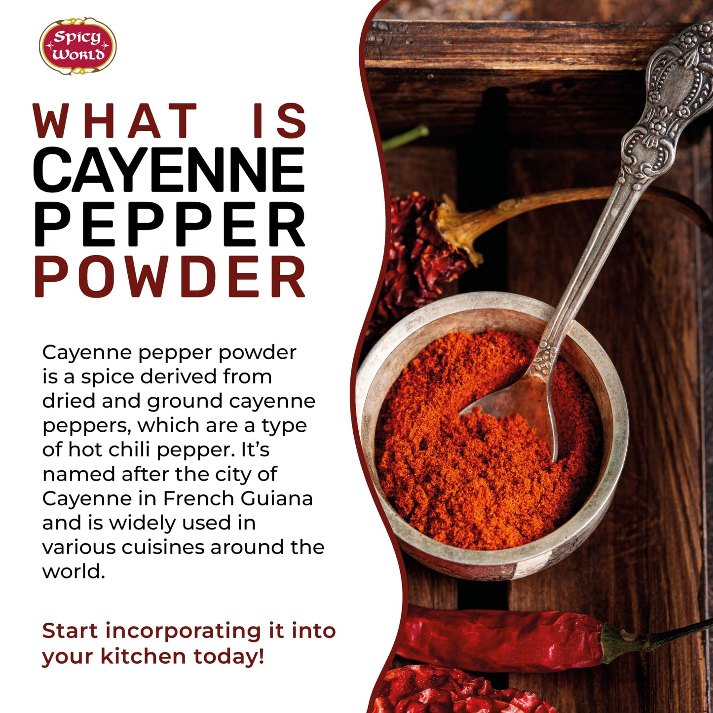 Spicy World Cayenne Pepper Powder Ground Chili Pepper 10 Pound Bulk Bag- 40K SHU, Hot Chilli Powder