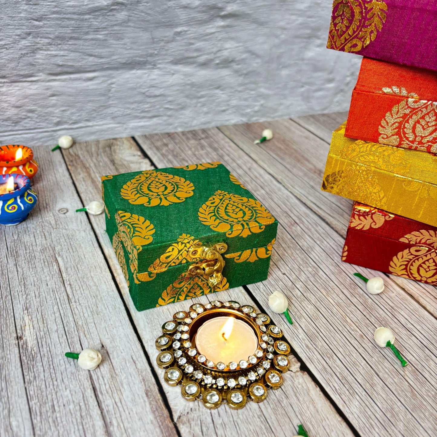 LOVENSPIRE Diwali Gift Hamper Indian Festival Premium Deepawali Return Gift Box with Tea Light Candle Holder Navratri Thanksgiving Hampers