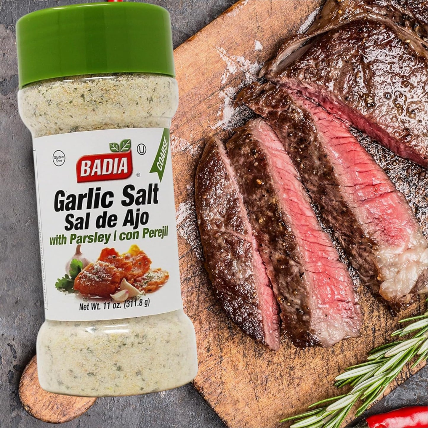 Badia Garlic Salt with Parsley 11 oz - Savory Blend with Bold Garlic Flavor, Salt & Bright Herb Finish