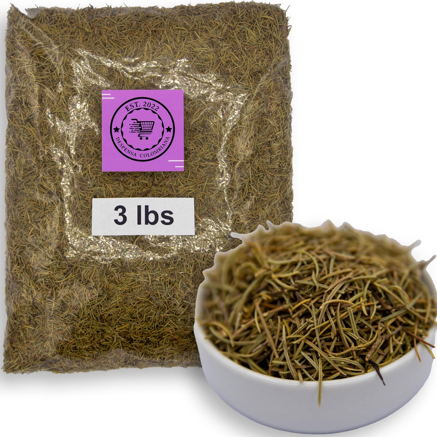 3 Lbs Dried Rosemary Leaves - Despensa Colombiana Romero Seco, Dry Rosemary Leaves Bulk, Romero Seco for Cooking - Rose Mary Dried Ideal for Spicing