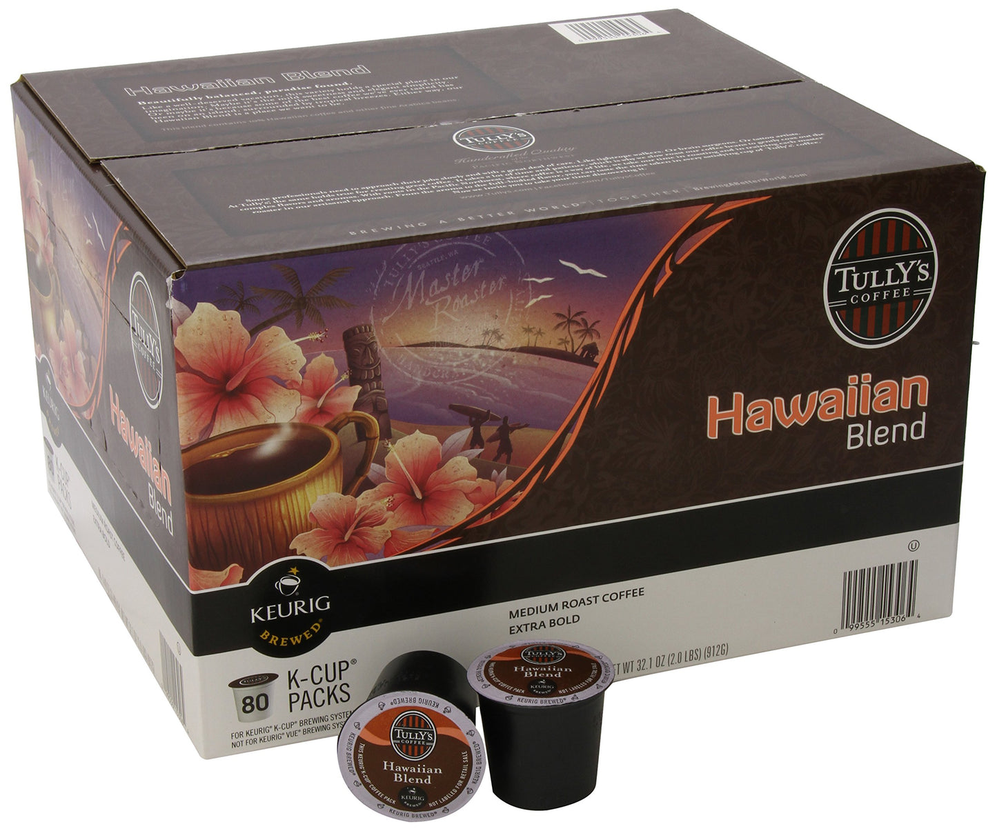 Tully's Coffee Hawaiian Blend K-Cups, 80 Count