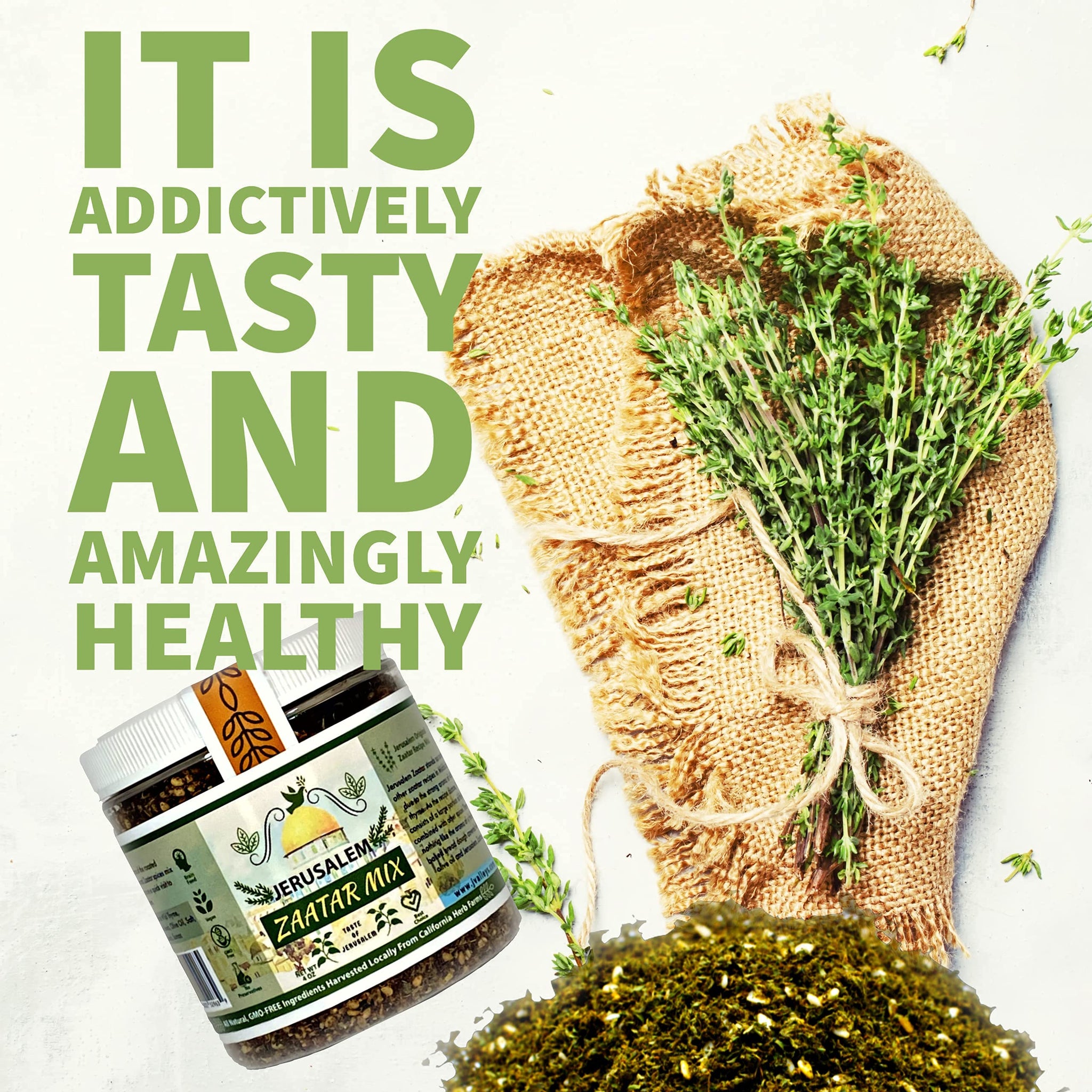 Jerusalem Zaatar Spice Mix by Julian’s Valleys | Made with Natural Herbs and Pure Sumac | 8OZ | Zataar seasoning | No Preservatives/No Citric Acid