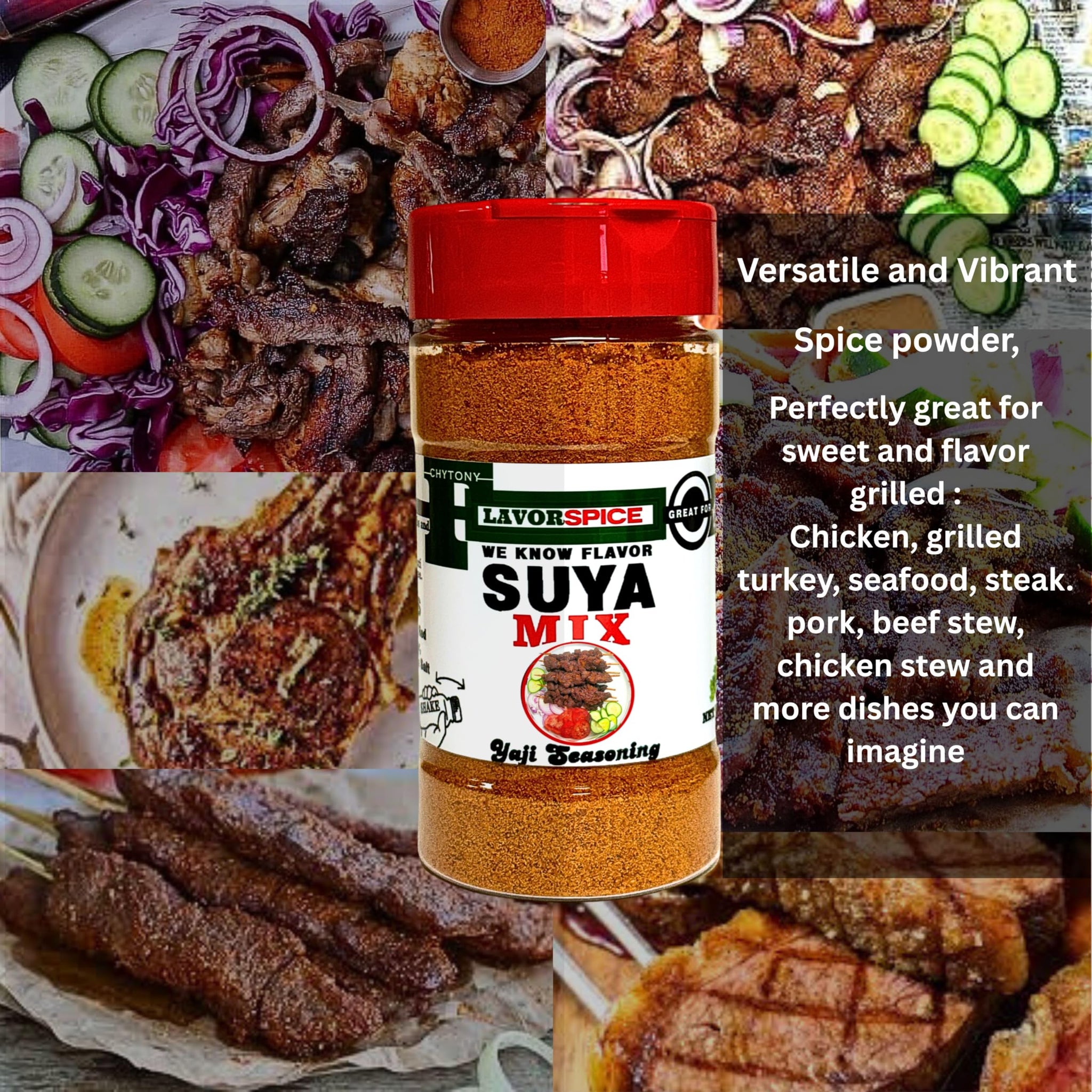 Suya Mix Naija Rub | Spicy Powder | Grilled Steak Seasoning Blend Crafted with 100% Herbs and Spices with No Artificial or preservatives, No Sugar, No