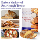 Gluten Free Sourdough Starter - 100+ Year Old Dehydrated Heirloom Style Sourdough Starter Kit for Sourdough Bread, Pizza, Buns, Pancakes, Muffins |