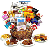 Hand-Crafted 33 Piece customizable chocolate gift basket of gourmet chocolates, cookies, and crunches. Tasty treats selected for businesses, clients