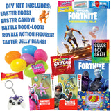 ColorBoxCrate Battle Royale Easter Basket DIY 25+ Pieces with Battle Royale Action Figures, How to Draw Book, Gaming Journal, Gamer Easter Candy