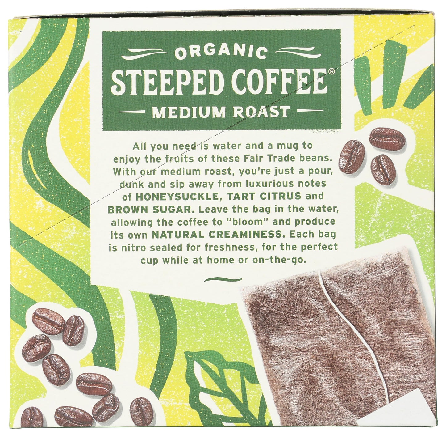 Whole Foods Market, Organic Steeped Coffee, Medium Roast, Notes of Mandarin & Honeysuckle, Single Serve Bags, 10 Count