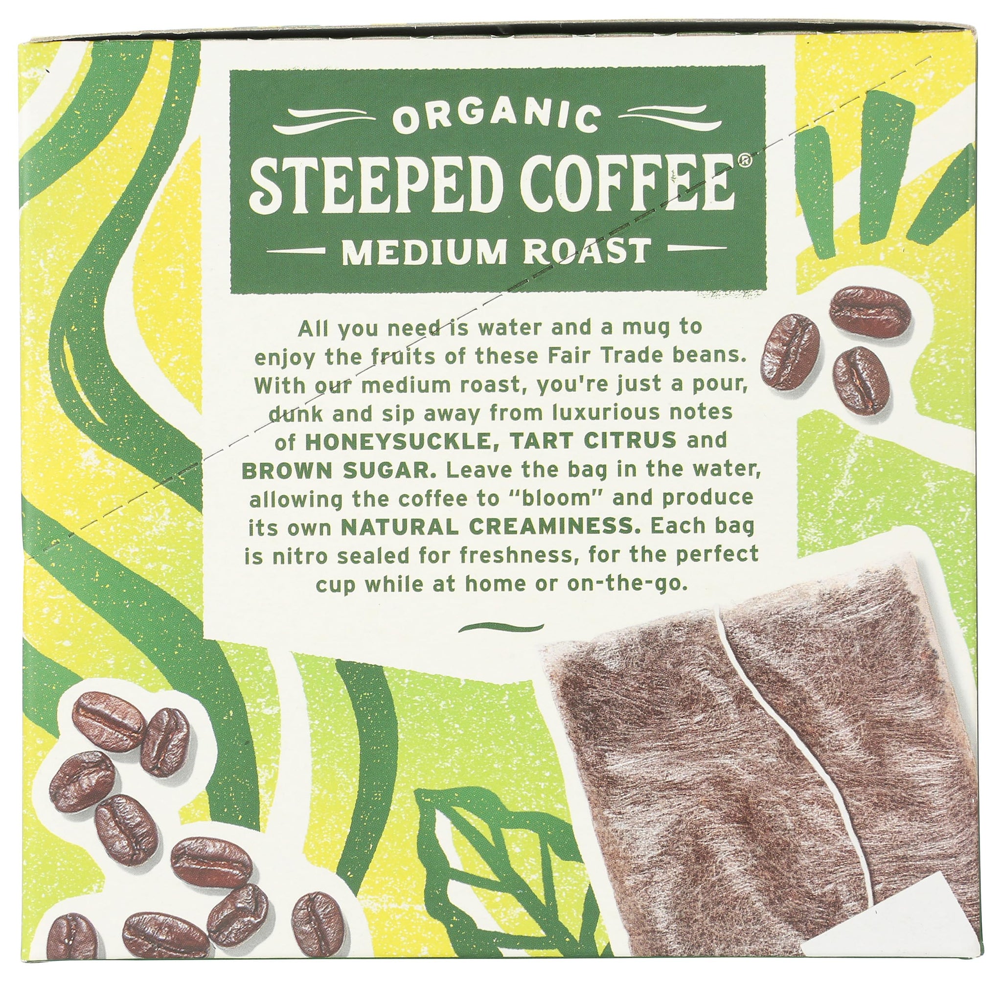 Whole Foods Market, Organic Steeped Coffee, Medium Roast, Notes of Mandarin & Honeysuckle, Single Serve Bags, 10 Count