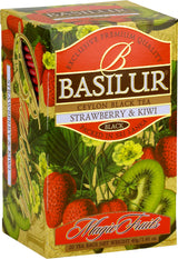 Basilur | Strawberry & Kiwi Tea | Ceylon Black Tea | Magic Fruits Collection | 20 Count Foil Enveloped