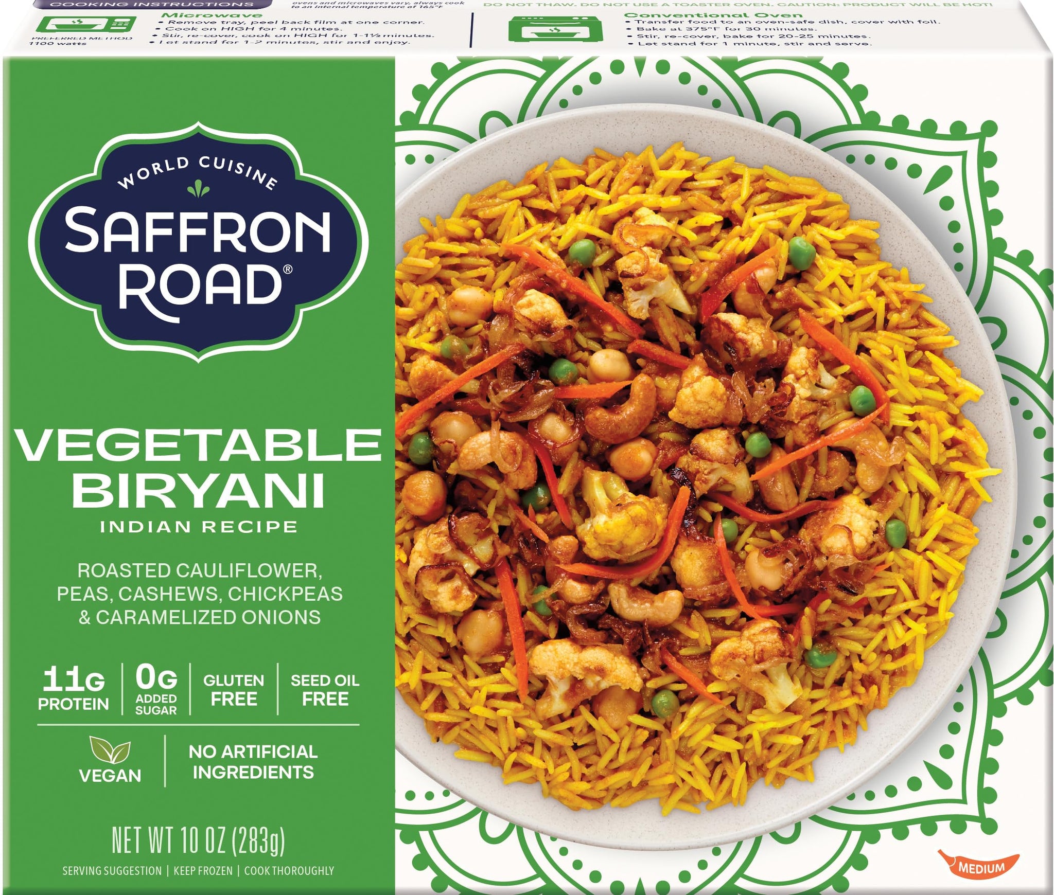Saffron Road Frozen Vegetable Biryani - Seed Oil Free, No Artificial Ingredients, Gluten-Free, Vegan - 10 Ounce
