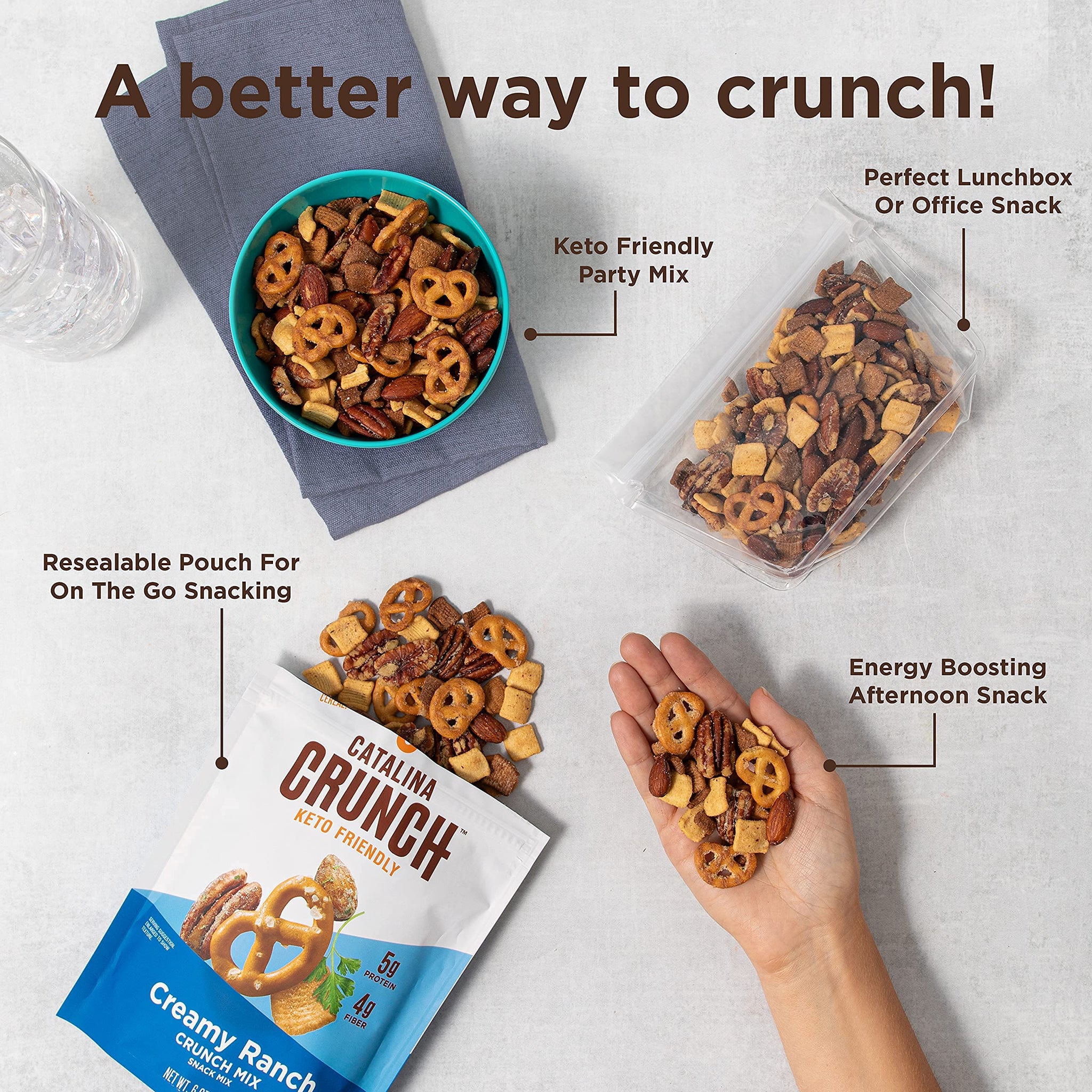 Catalina Crunch Mix Creamy Ranch Keto Snack Mix | Keto Friendly, Low Carb, Protein Snacks, 6Oz (Pack Of 3)