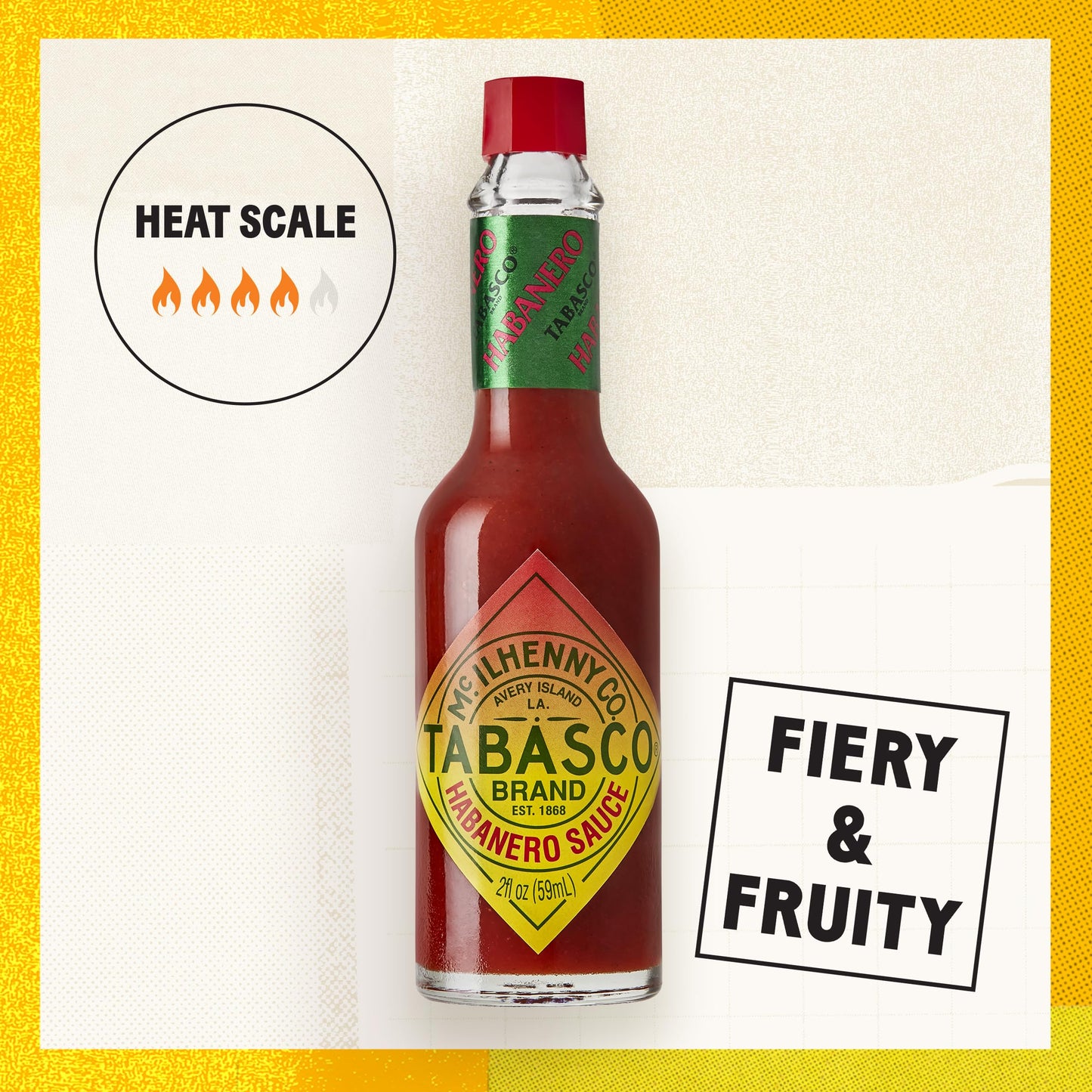 TABASCO® Brand Habanero Sauce, Spicy & Fruity Habanero Hot Sauce, Glass Bottle, Jamaican-Style, Packed with Heat, Great for Wing Sauce, Shrimp Kabobs
