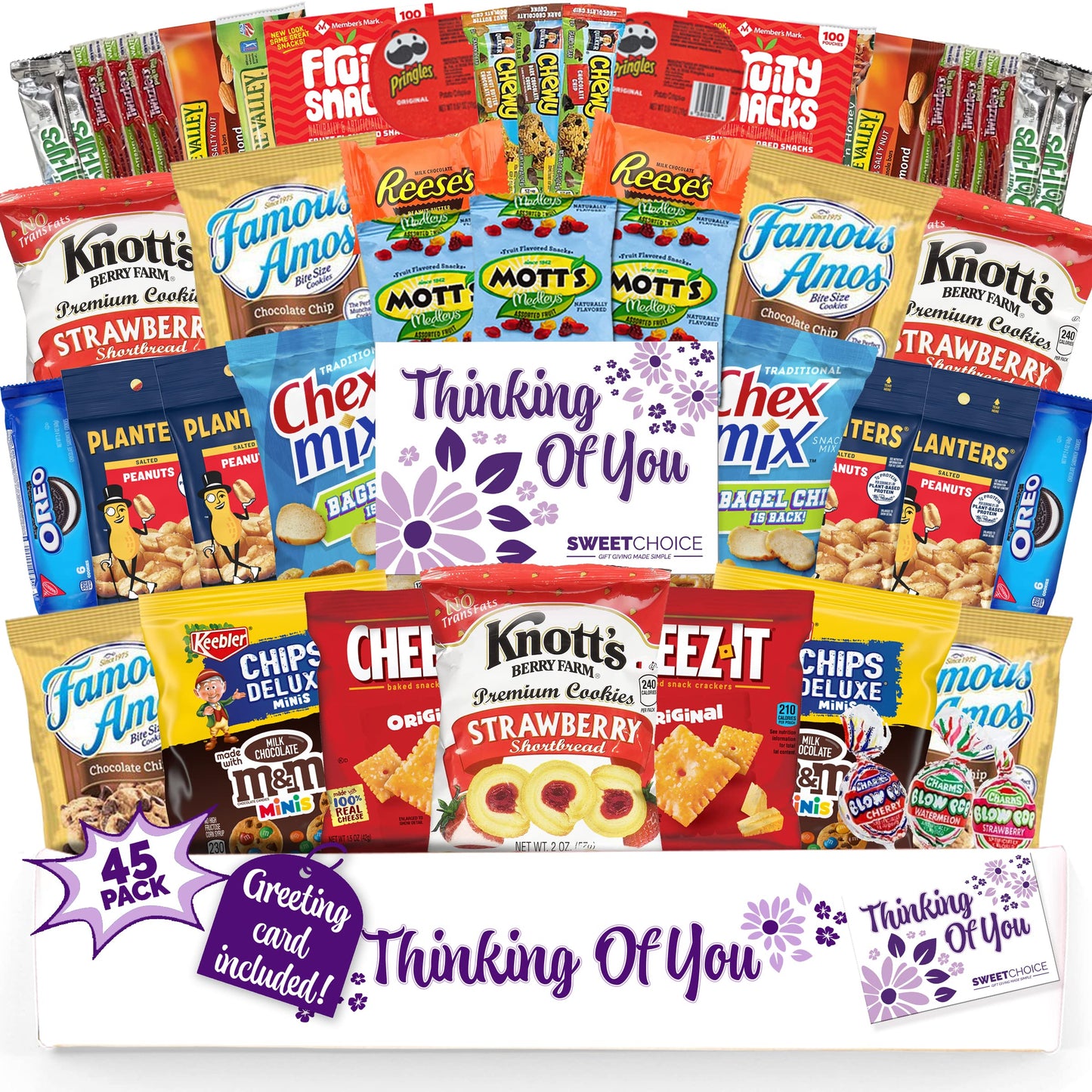 Thinking Of You Snack Box Variety Pack Care Package (45 Count) College Student Candies Christmas Thanks Giving Gift Basket, Fathers Day Bouquets Crave