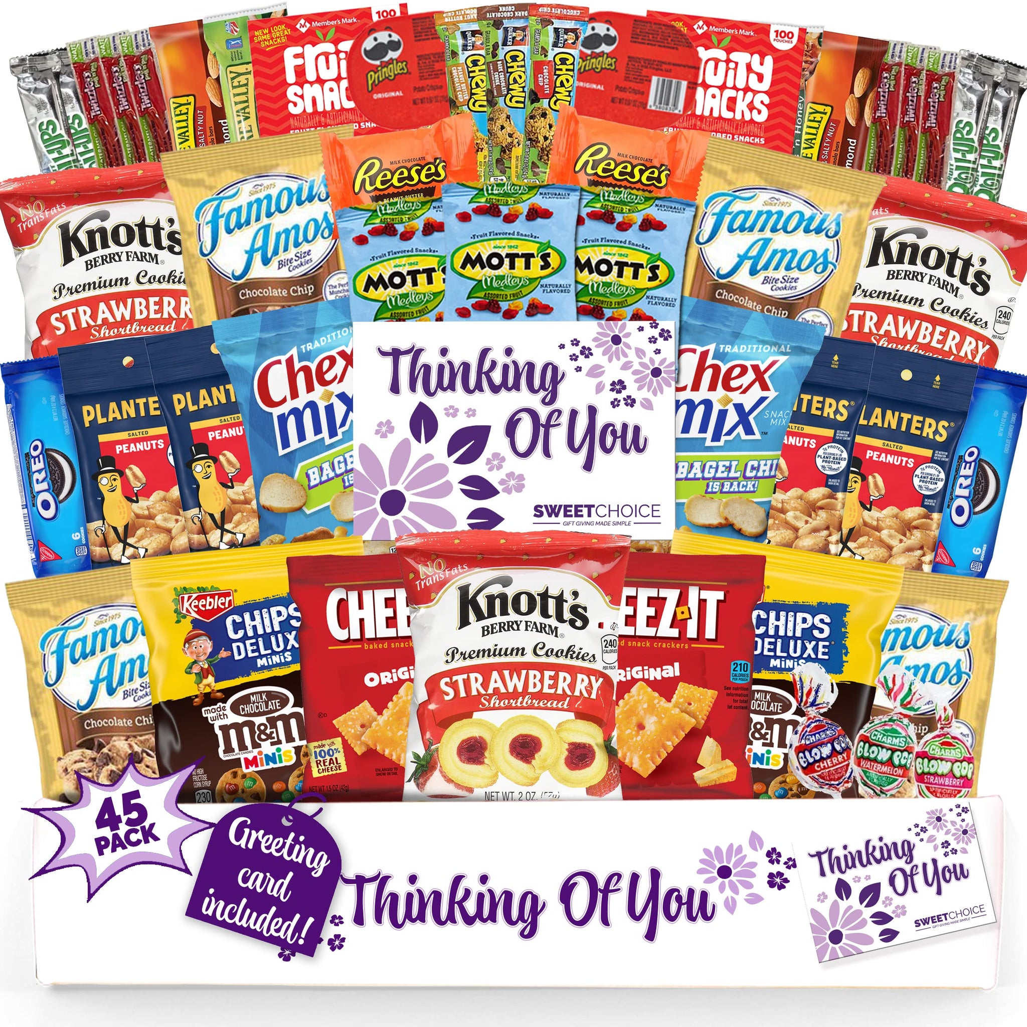 Thinking Of You Snack Box Variety Pack Care Package (45 Count) College Student Candies Christmas Thanks Giving Gift Basket, Fathers Day Bouquets Crave