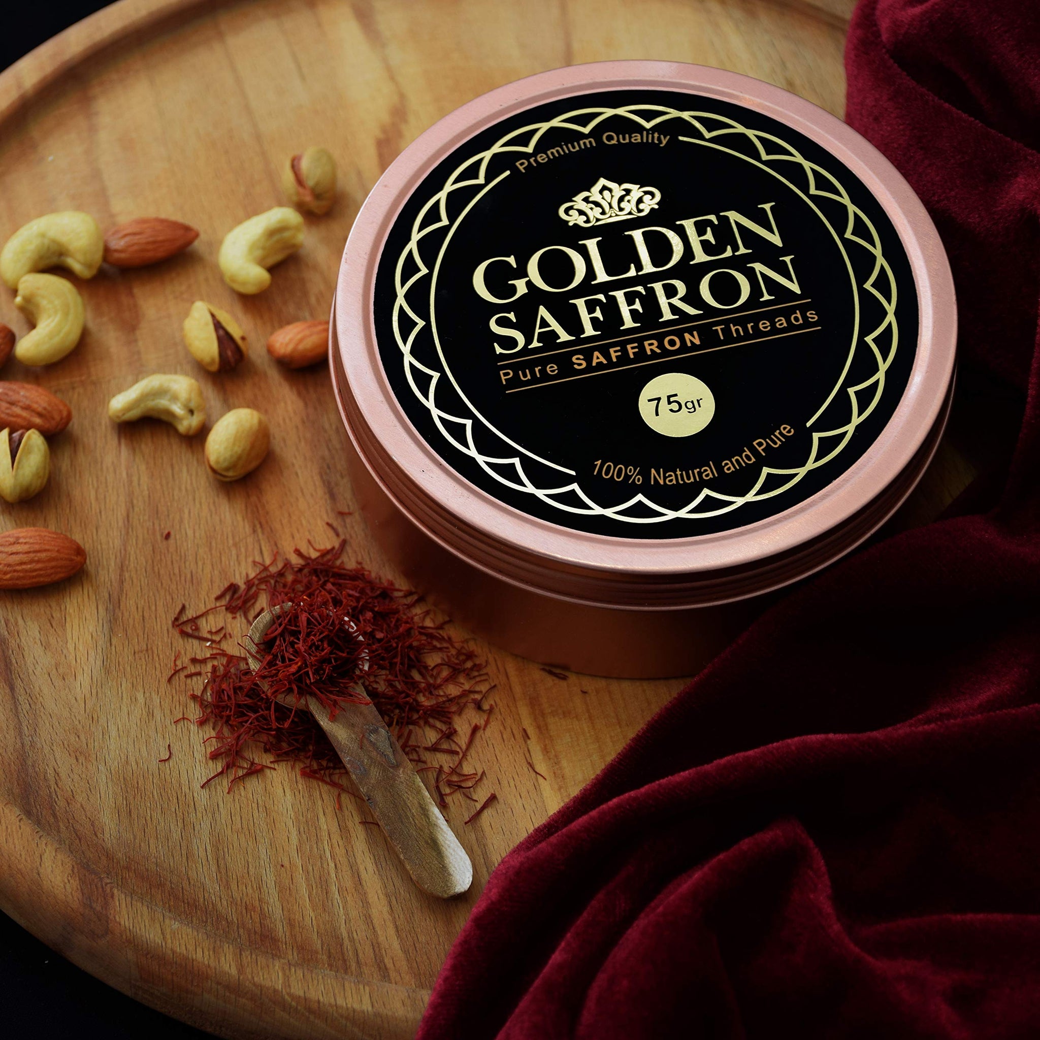 Golden Saffron, Finest Pure Premium All Red Saffron Threads, Grade A+ Super Negin, Non-GMO Verified. For Tea, Paella, Rice, Desserts, Golden Milk