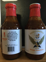 4 J's NVR Specialty sauce, Mango Strawberry,16 oz, Small Batch, NO thickeners or preservatives, Gluten Free, Vegetarian, Fruit Based Sauce