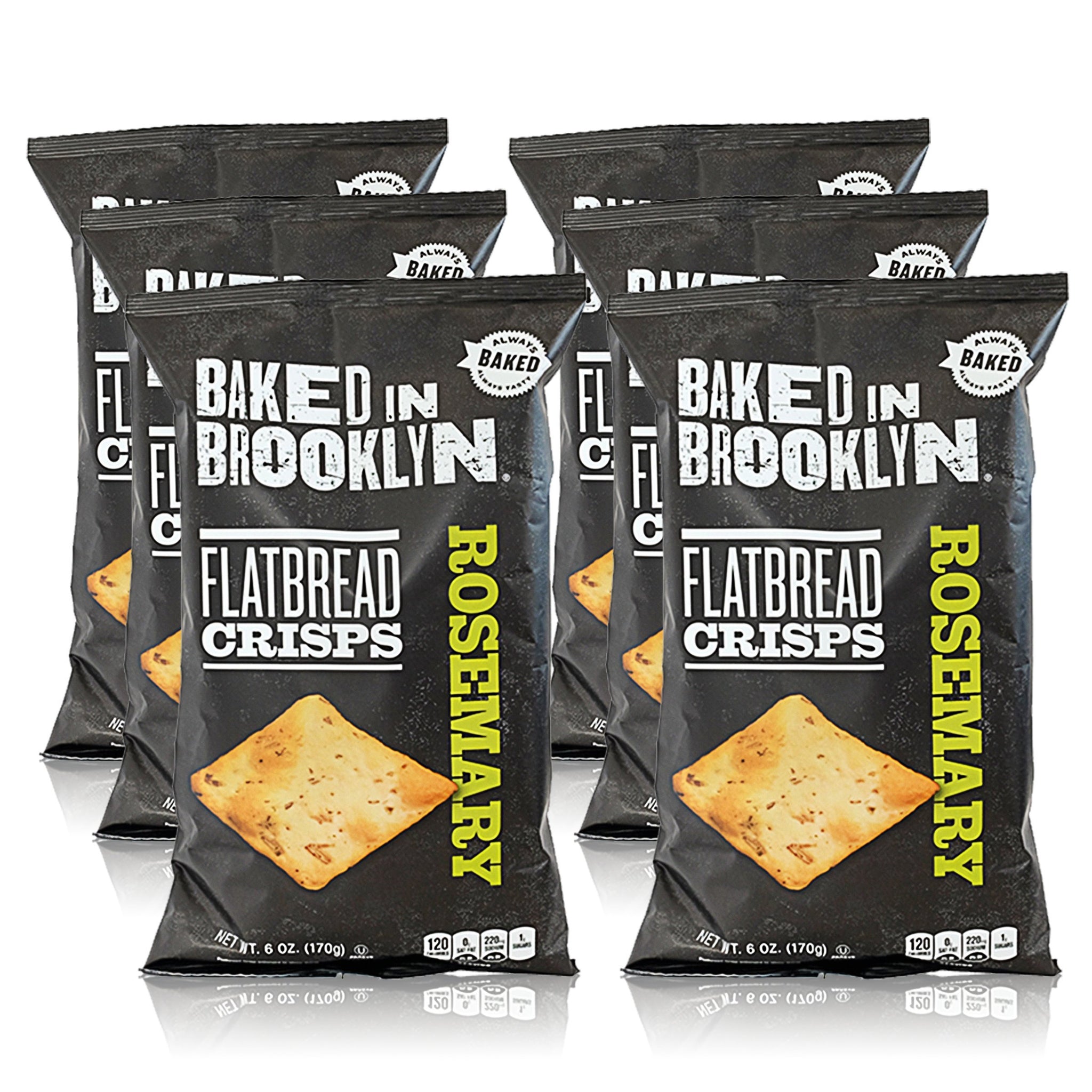 Baked in Brooklyn Flatbread Crisps Always Baked Always Tasty Certified Kosher - Rosemary 6 oz 6 pack