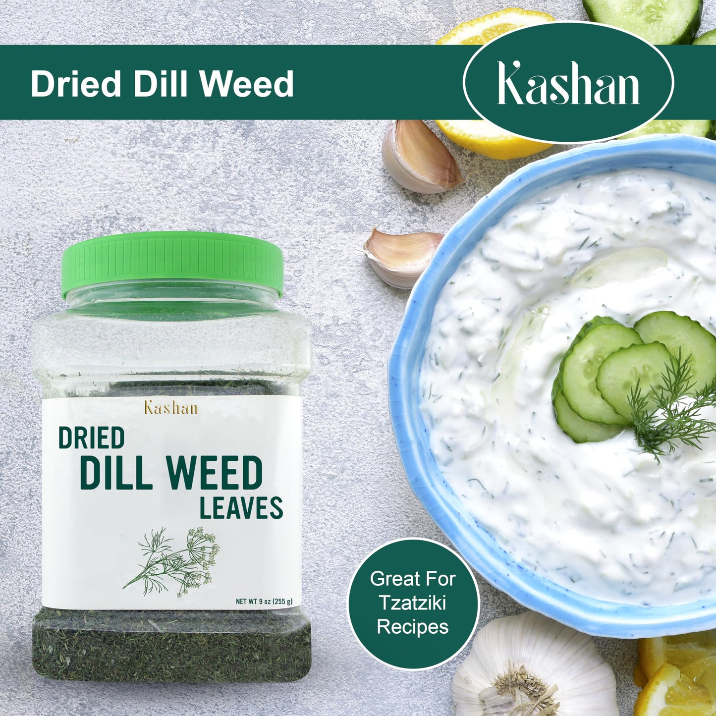 Kashan Dill Weed, Great Aromatic Seasoning for Food Flavoring, Salad, Soups and Meat, Garnish, Vegetarian 9oz (255g)