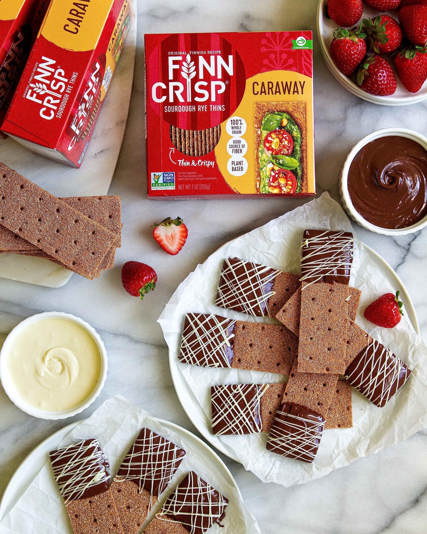 Finn Crisps Rye Crispbread with Caraway 7oz | Thin, Crispy Rye Flatbreads with Caraway | Authentic Finnish Sourdough Crispbread | Caraway Rye Crackers