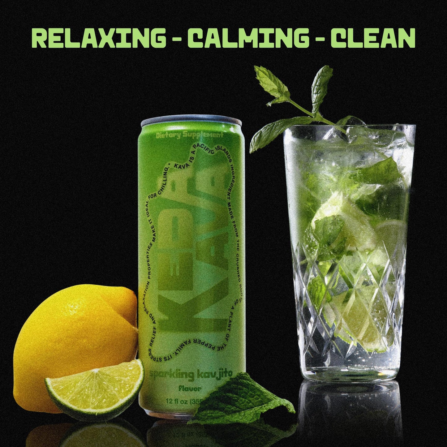 Sparkling Kava Drink For Calming, Relaxation & Better Mood | Non-Alcoholic Alternative With Kava Root Extract & Real Natural Flavors | 12oz cans | (12