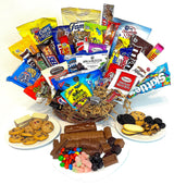 Halloween Candy Gift Basket filled with your favorite chocolate, candy, snacks, sweets, popcorn, and more! For chocolate fans of all ages! (32 Piece)