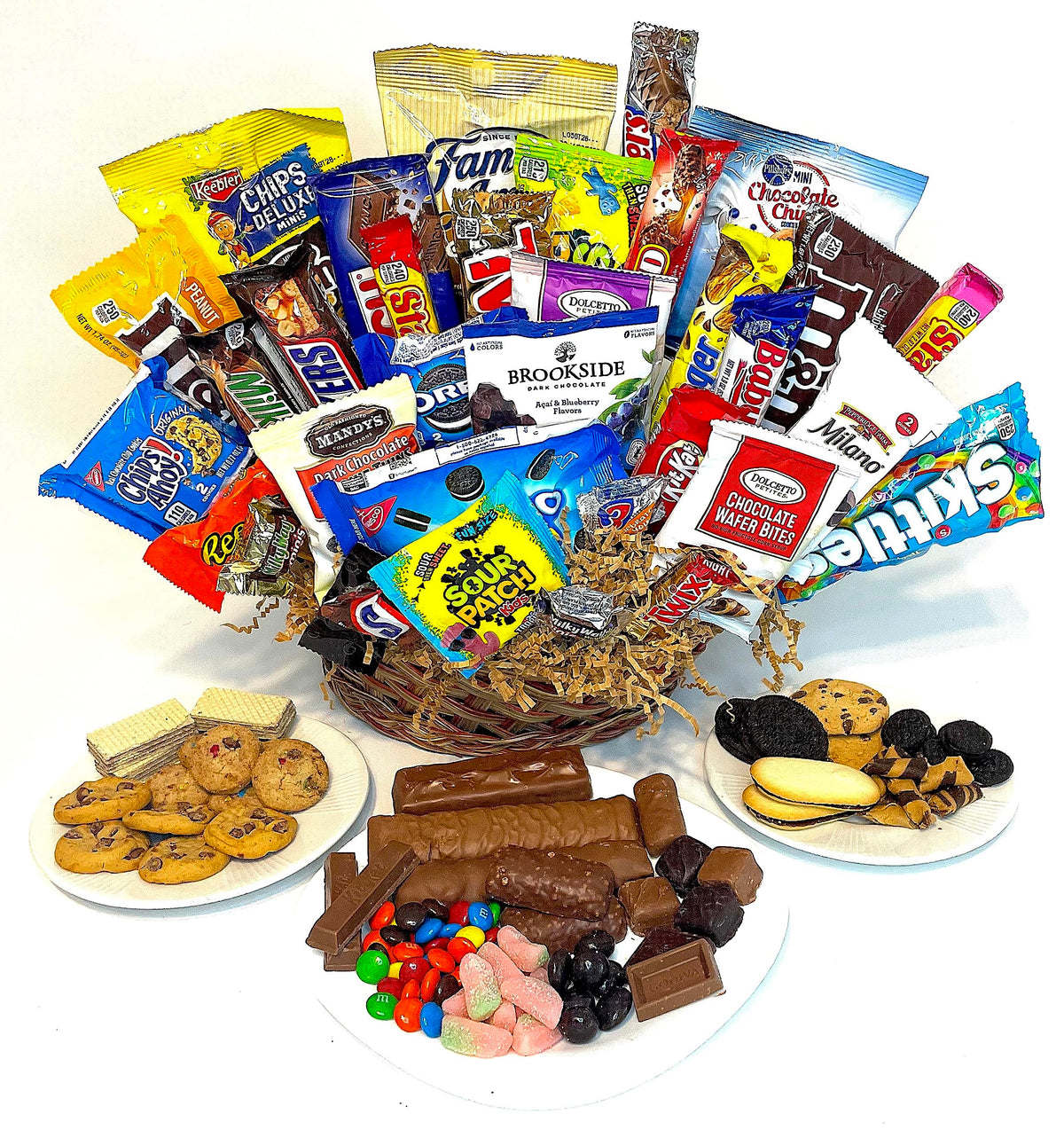 Halloween Candy Gift Basket filled with your favorite chocolate, candy, snacks, sweets, popcorn, and more! Perfect for chooclate fans of all ages! (25