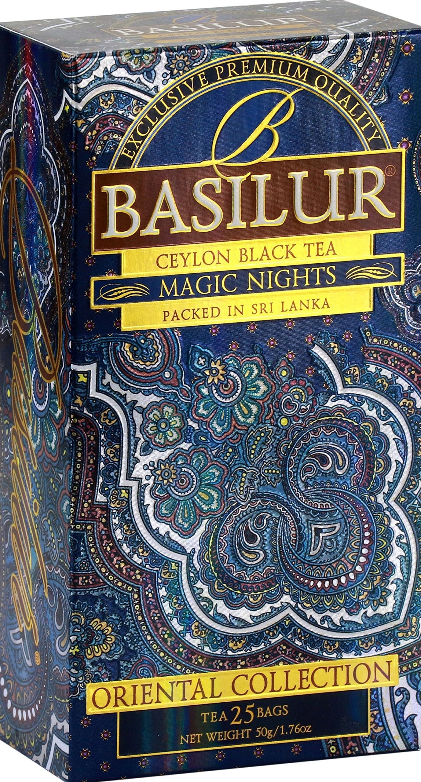Basilur "Magic Night" Orintal Tea collection,Ceylon Black tea 25 Count String & Tag tea bags