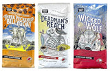Raven's Brew Whole Bean Variety Pack - 3 Delicious Flavors - Wicked Wolf, Three Peckered Billy Goat and Deadman's Reach - 12 oz each