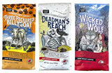 Raven's Brew Whole Bean Variety Pack - 3 Delicious Flavors - Wicked Wolf, Three Peckered Billy Goat and Deadman's Reach - 12 oz each