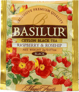 Basilur | Raspberry & Rosehip Tea | Ceylon Black Tea | Magic Fruits Collection | 20 Count Foil Enveloped - Pack of 2