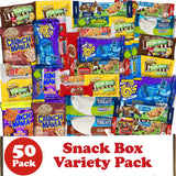 Snack Variety Pack with 50 Individually Wrapped Snacks and Candies, Assorted Sweet and Savory Treats Ideal for Care Packages, Birthday Parties, Road
