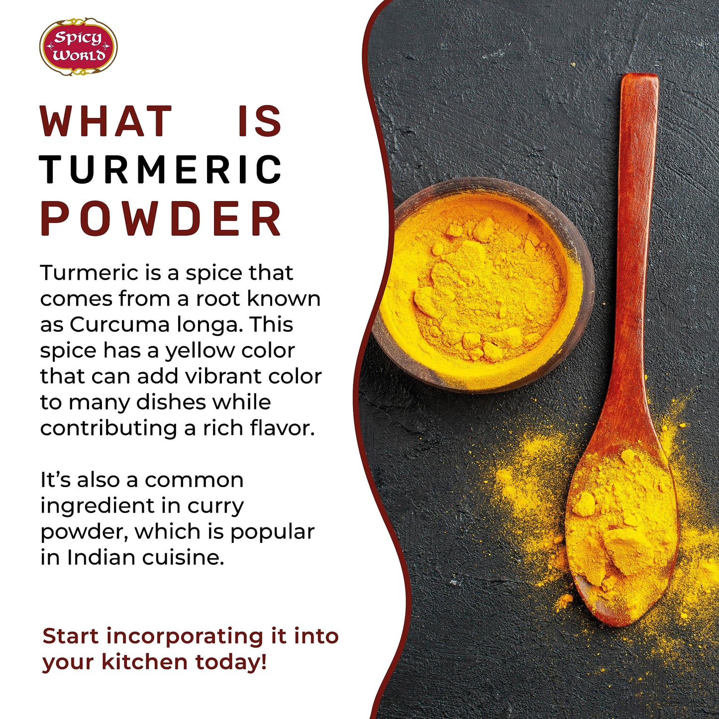 Turmeric Powder 5 Pound Bulk Bag - Indian Turmeric Root Ground (Haldi) - Minimum Curcumin 2.5% - Pure, Vegan, from India by Spicy World