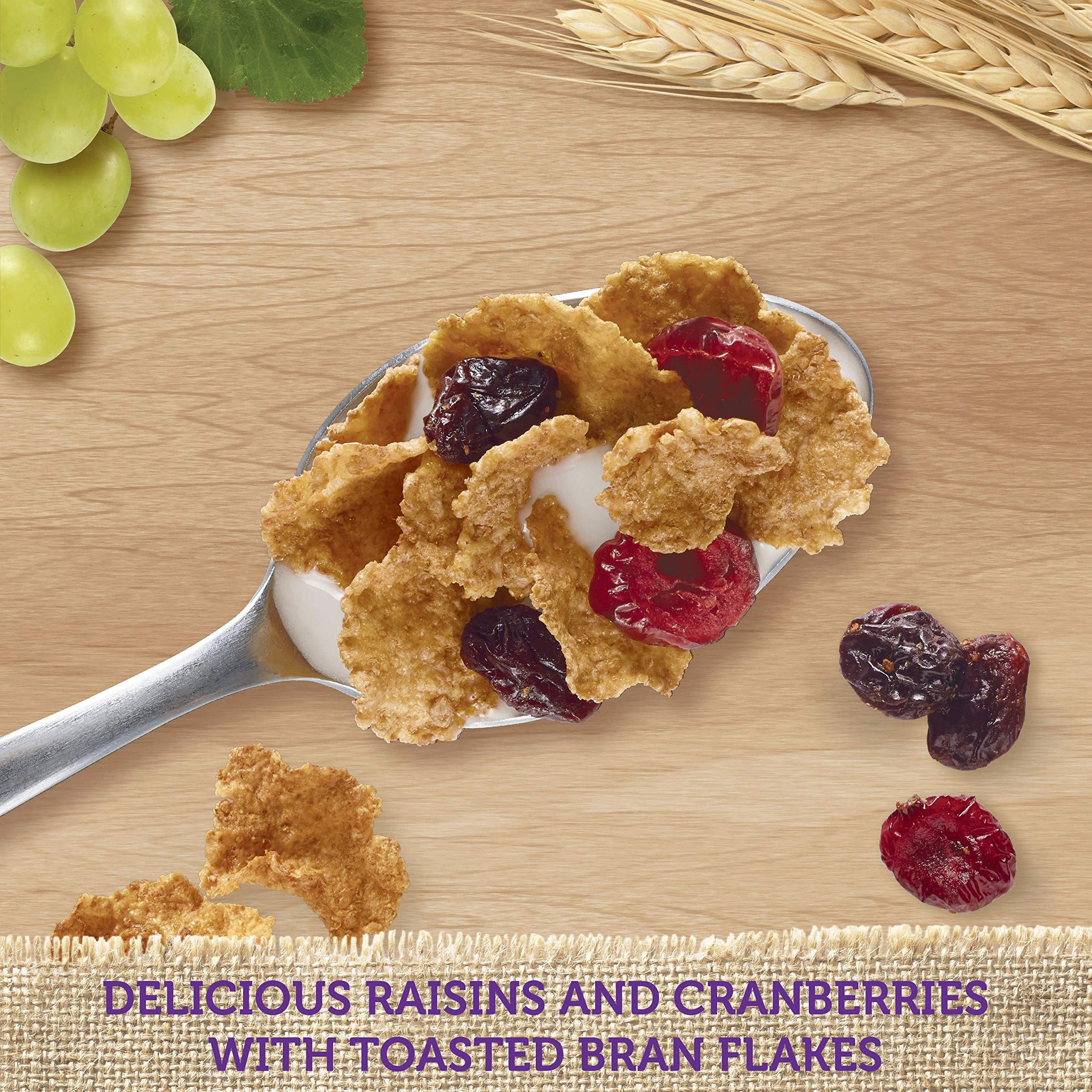 Kellogg's Raisin Bran, Breakfast Cereal, with Cranberries, Excellent Source of Fiber, 13.5 oz Box