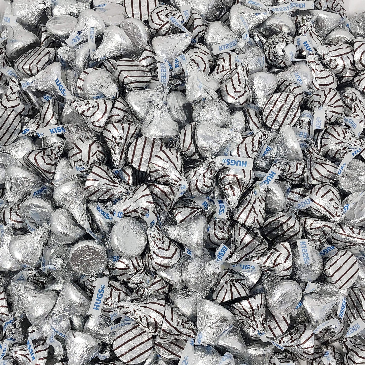 Hershey's Kisses, Hugs and Kisses Milk Chocolate Assortment, Silver Striped Foils, 6 Pounds