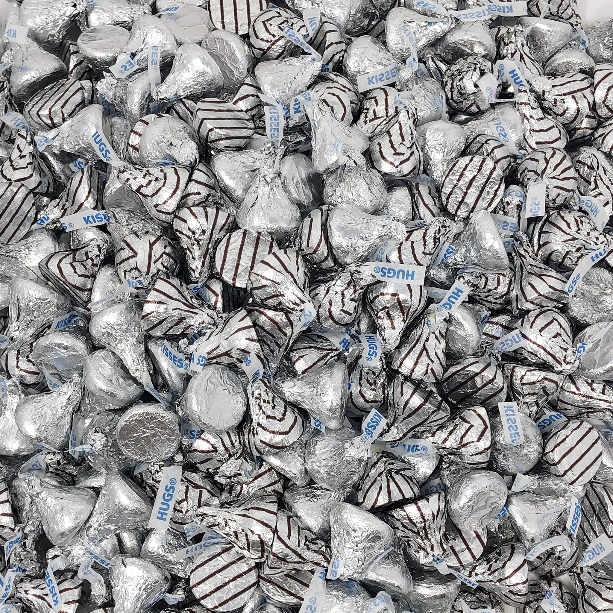 Hershey's Kisses, Hugs and Kisses Milk Chocolate Assortment, Silver Striped Foils, 6 Pounds