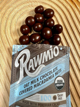 Rawmio Oat Milk Chocolate Covered Macadamia - Organic, Raw, Vegan, Gluten-Free - 2 Packs, 2 oz.