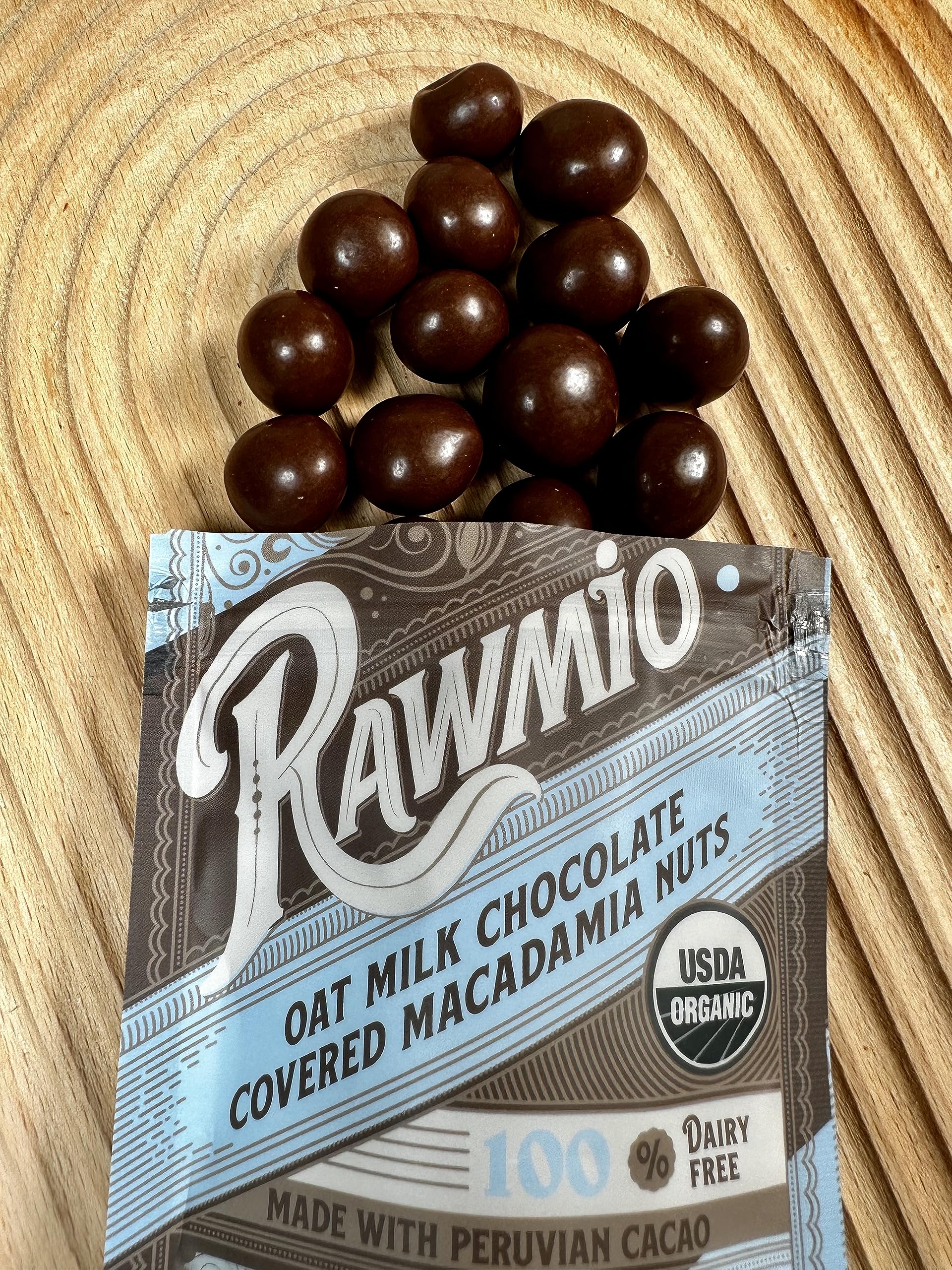 Rawmio Oat Milk Chocolate Covered Macadamia - Organic, Raw, Vegan, Gluten-Free - 2 Packs, 2 oz.