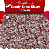 Christmas Hershey Candy Cane Kisses, 2 Lbs Bulk, Individually Wrapped Hershey Milk Chocolate Holiday Kisses with Candy Cane Bits, Stocking Stuffer