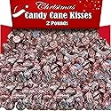 Christmas Hershey Candy Cane Kisses, 2 Lbs Bulk, Individually Wrapped Hershey Milk Chocolate Holiday Kisses with Candy Cane Bits, Stocking Stuffer