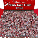 Christmas Hershey Candy Cane Kisses, 2 Lbs Bulk, Individually Wrapped Hershey Milk Chocolate Holiday Kisses with Candy Cane Bits, Stocking Stuffer
