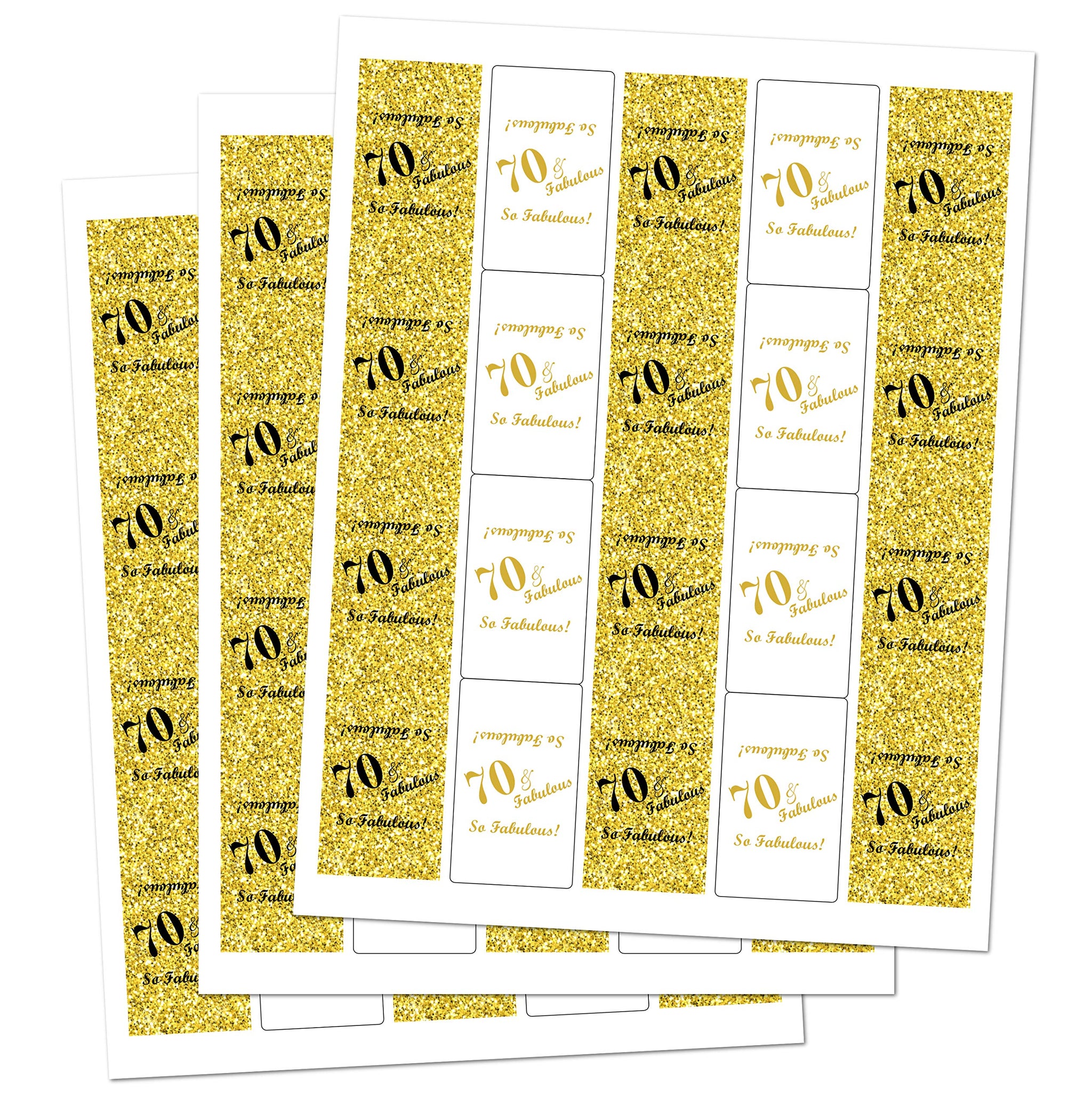 RokAPary 70 & Fabulous Miniatures Candy Bar Wrapper, (Set of 60) Mini Candy Bar Stickers Labels; Birthday Party Favor Décor. Candy Not Included. Made
